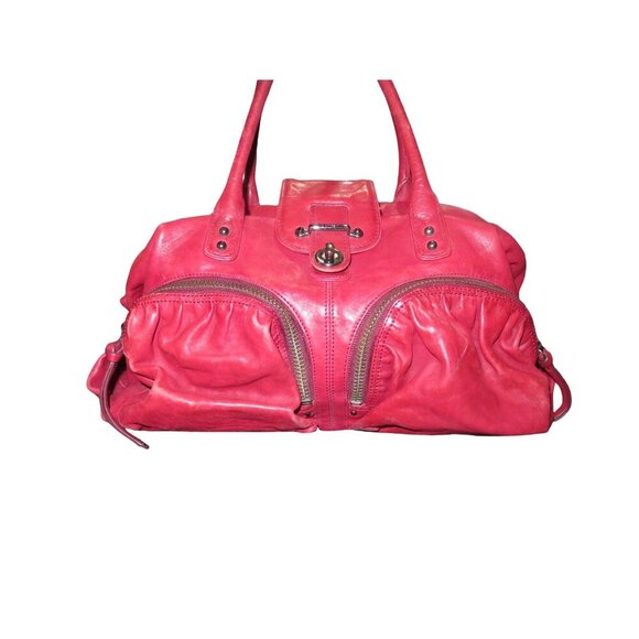 Botkier Bianca Red Italian Distressed Leather Satchel Weekender Duffle - Picture 1 of 14